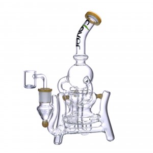 Clover Glass - 9.5" UFO Style Double Recycler Water Pipe [WPD-254]